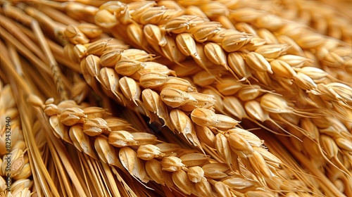 Close-up Analysis of Golden Wheat Grains' Intricate Structures and Textures