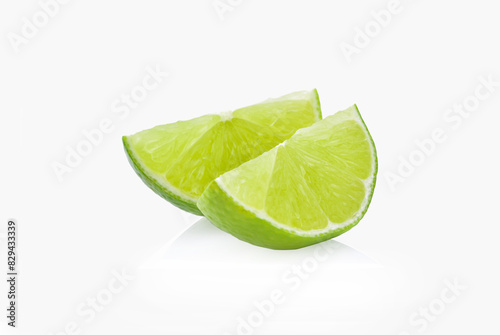 slice lime isolated on white background.