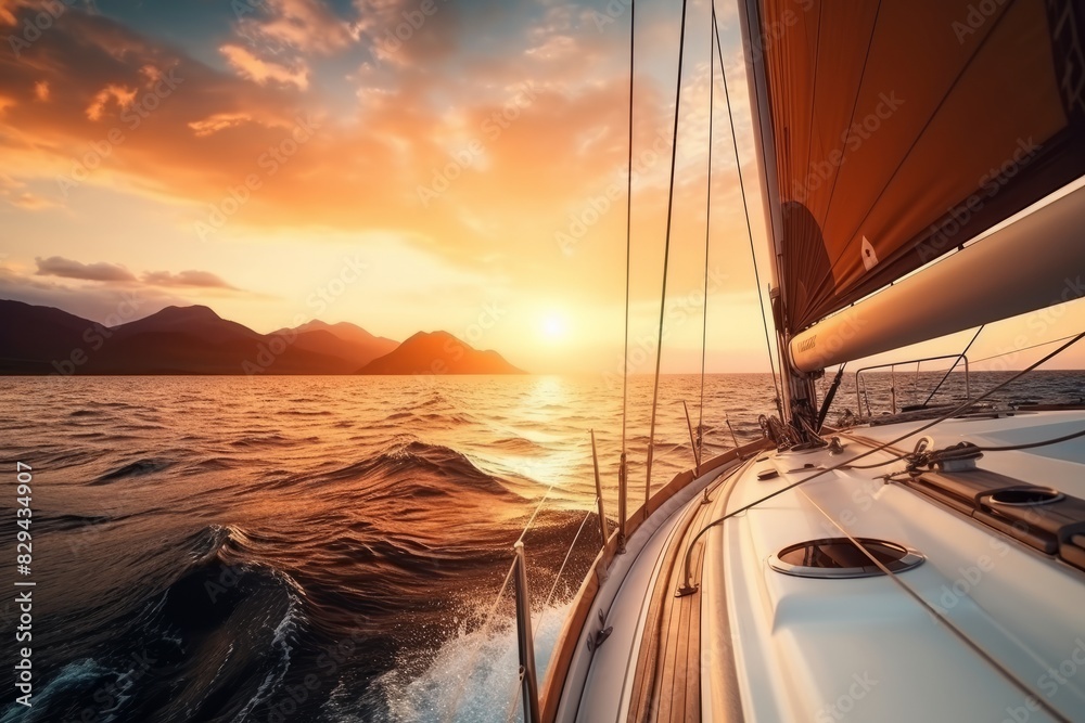 Fototapeta premium Sailboat travel blue water ship sea yacht boating summer ocean sail