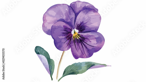 Violet flower watercolor botanical illustration decor