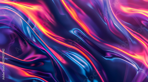 Abstract neon wave texture background. Generative AI.
