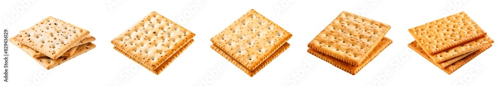Crispy square crackers, golden baked snack Crispy square crackers, golden baked snack
