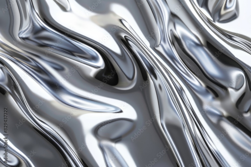 Close-up view of liquid silver flow creating a mesmerizing metallic texture, ideal for modern design elements.. Beautiful simple AI generated image in 4K, unique.