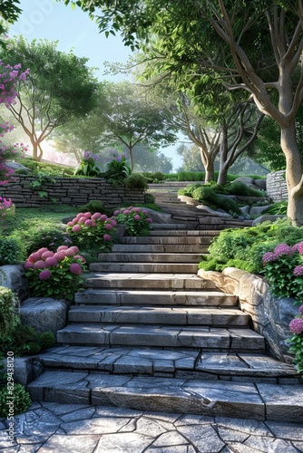 Stone Pathway in Serene Zen Garden © Adobe Contributor