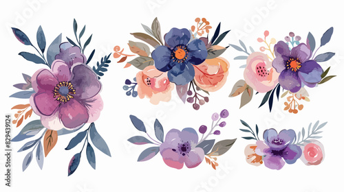 Watercolor flower bouquet floral illustration spring