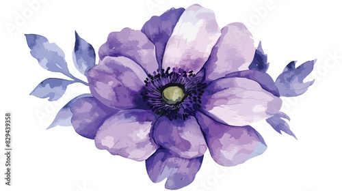 Watercolor flower floral purple illustration. Perfect