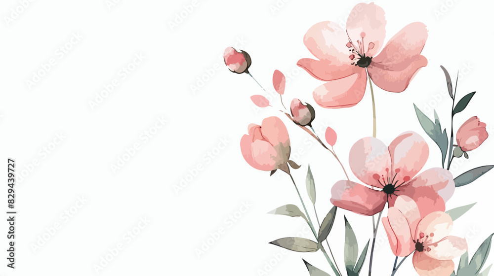 Watercolor flowers and leaf floral illustration sprin