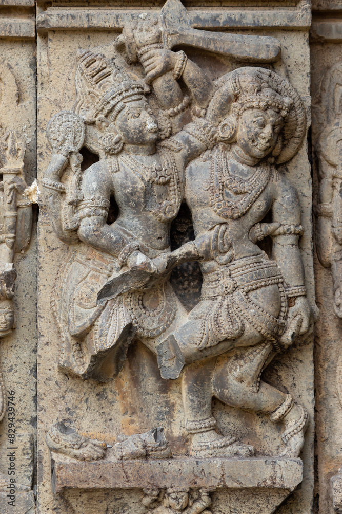 War Scene Depicting on the Kedareshwara Temple, Dharmapuri, Beed Maharashtra India.