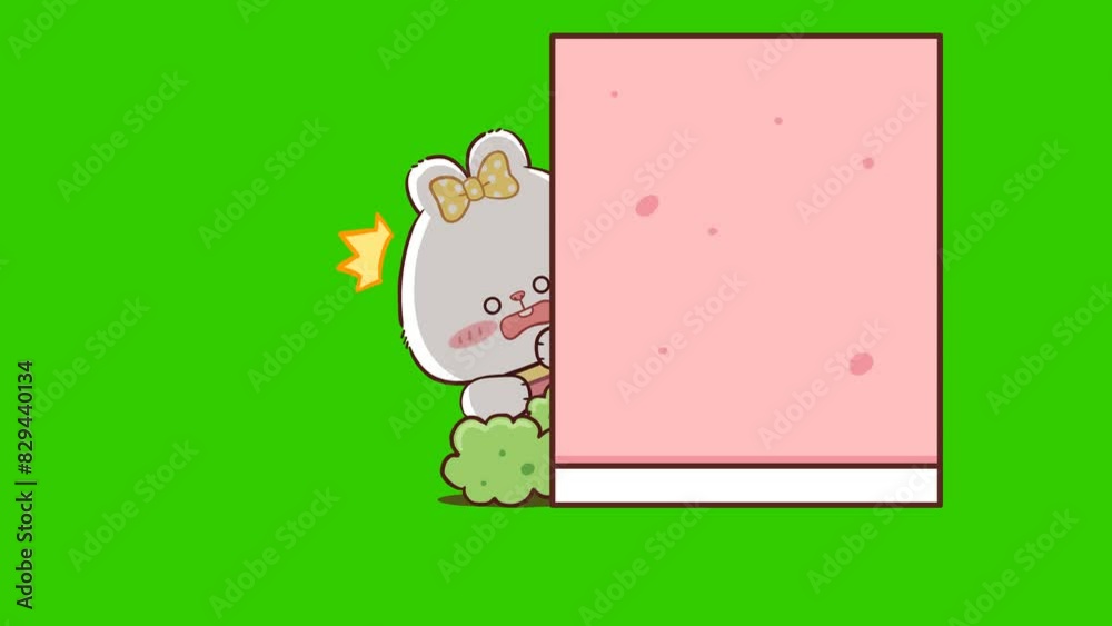 Animated Cute Polar Bear Surprised Running to Hide Behind a Wall - Green Screen Animated Cute Polar Bear Surprised Running to Hide Behind a Wall - Green Screen