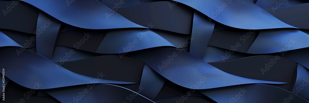 Fototapeta premium Regular blue and navy blue three-dimensional striped background, black background aspect ratio 3:1, for banner, landing page, website