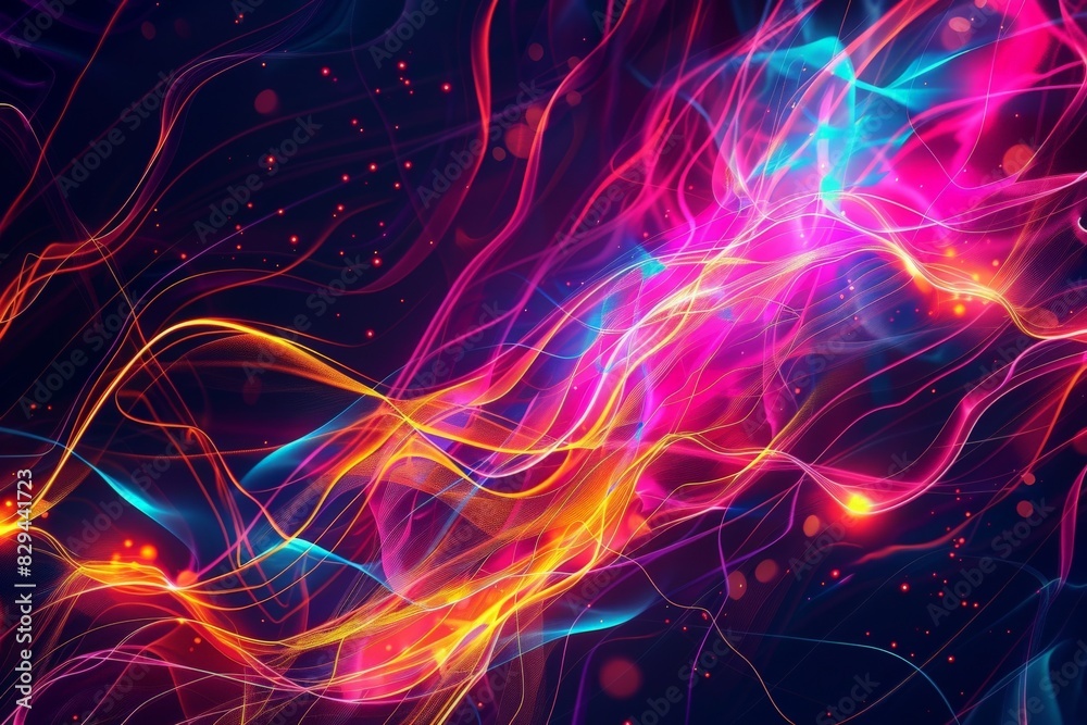 Fototapeta premium Abstract energy sphere with glowing bright particles, atom from energy scientific futuristic hi-tech background. Beautiful simple AI generated image in 4K, unique.