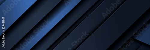 Regular blue and navy blue three-dimensional striped background, black background aspect ratio 3:1, for banner, landing page, website