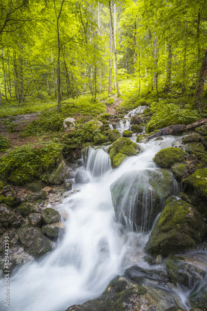 Rothbach Waterfall near Konigssee lake in Berchtesgaden National Park, Germany