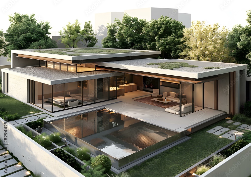 A Modern House with a Pool