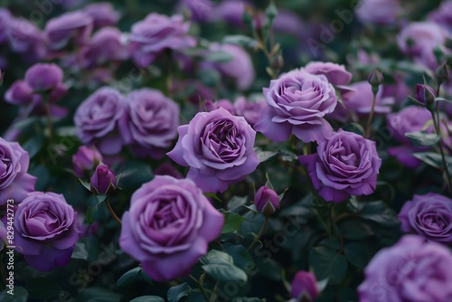 A bush with beautiful purple roses