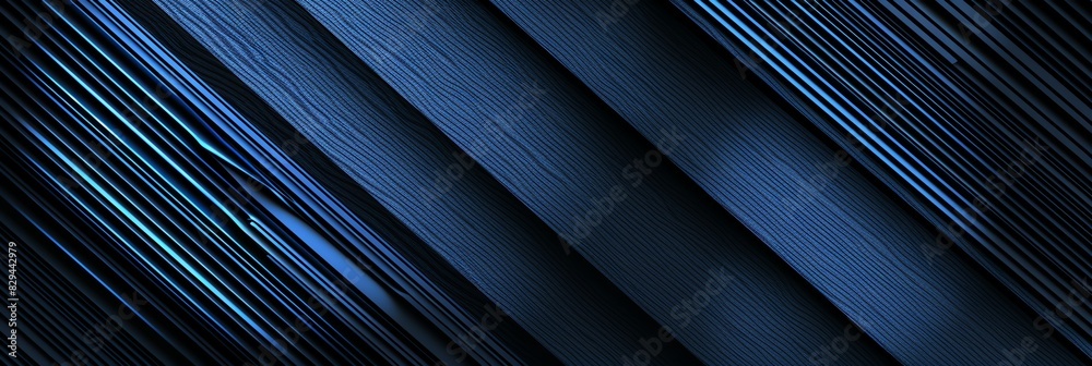 Regular blue and navy blue three-dimensional striped background, black background aspect ratio 3:1, for banner, landing page, website Regular blue and navy blue three-dimensional striped background, black background aspect ratio 3:1, for banner, landing page, website