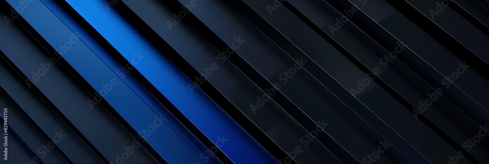 Obraz premium Regular blue and navy blue three-dimensional striped background, black background aspect ratio 3:1, for banner, landing page, website