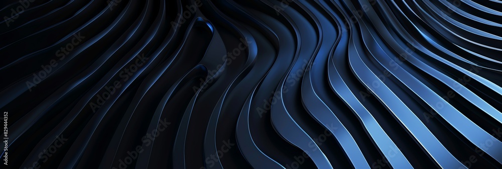 Regular blue and navy blue three-dimensional striped background, black background aspect ratio 3:1, for banner, landing page, website Regular blue and navy blue three-dimensional striped background, black background aspect ratio 3:1, for banner, landing page, website