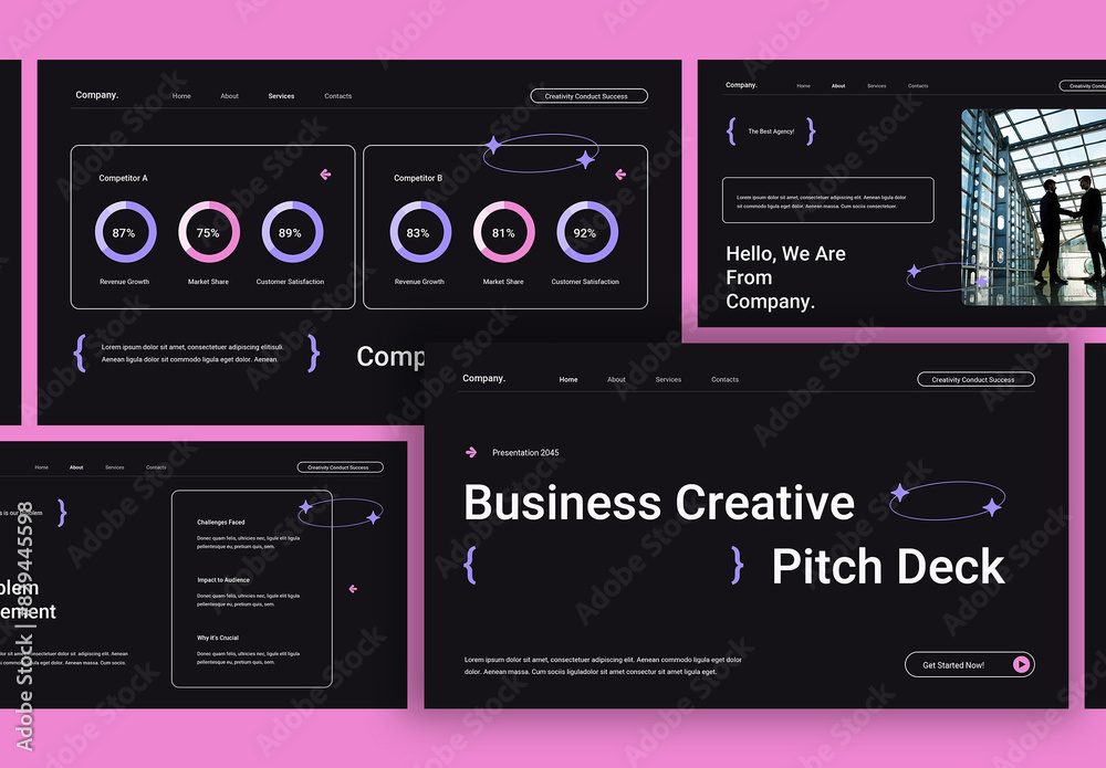 Black Business Creative Pitch Deck PPT modèle Stock | Adobe Stock