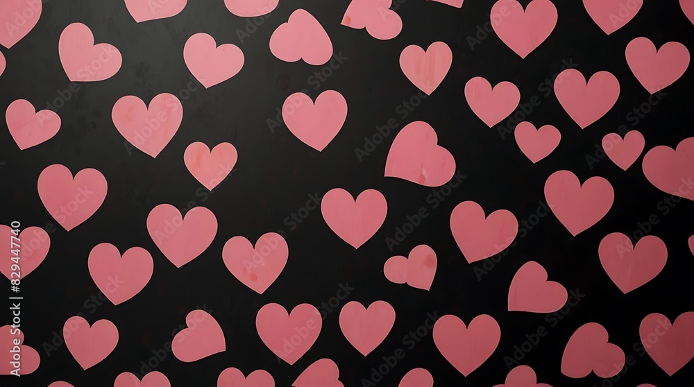 grid of pink heart shapes of varying shades against a black background. grid of pink heart shapes of varying shades against a black background.