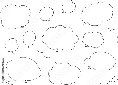 細い線のペンで書かれた手書きの吹き出しセット