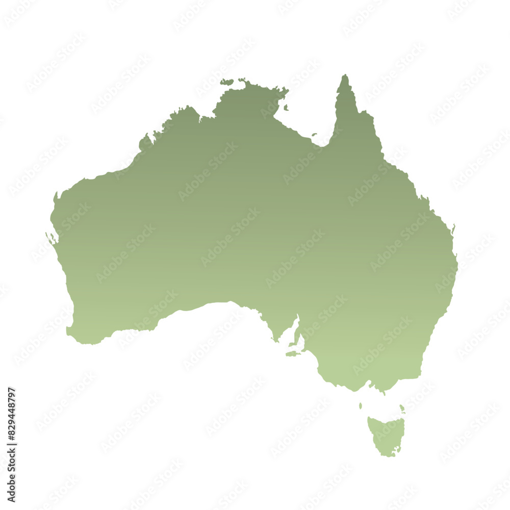 Map of Australian, sign silhouette. World Map Globe. Vector Illustration isolated on white background. African continent
