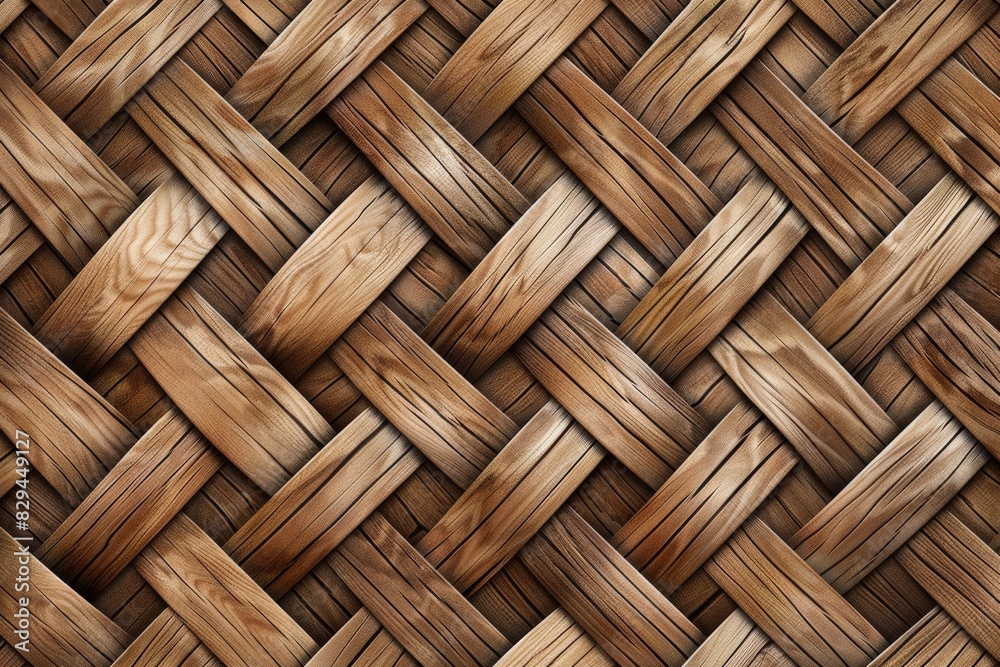 Close up Hand-woven rattan is used to make a surface for a bed.. Beautiful simple AI generated image in 4K, unique.