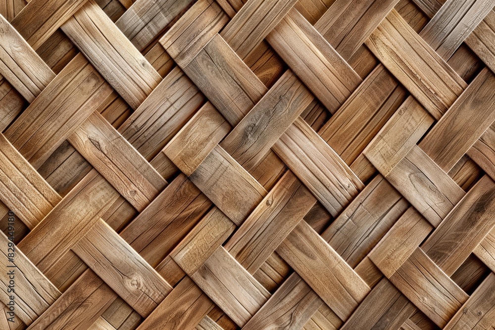 Close up Hand-woven rattan is used to make a surface for a bed.. Beautiful simple AI generated image in 4K, unique.