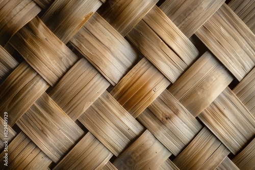 Texture of a product woven from straw close-up. Beautiful simple AI generated image in 4K, unique. photo