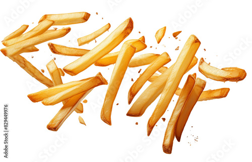 Flying delicious potato fries, cut out transparent. png 