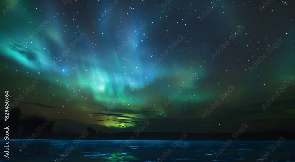 Capture the ethereal beauty of the Aurora Borealis in a photograph taken on May 11, Breathtaking panoramic view of the Aurora Borealis illuminating the night sky in northern Germany.