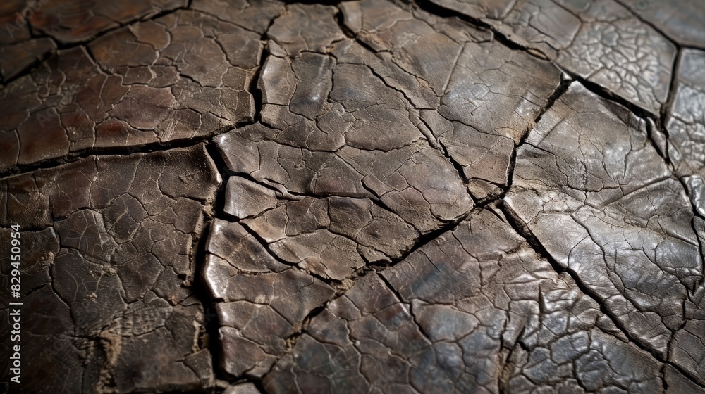  A close-up of a weathered, cracked surface suggesting prolonged exposure to rain