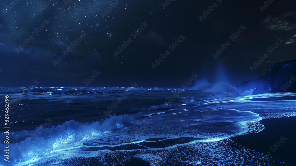 Fototapeta premium 夜空が流れる海辺