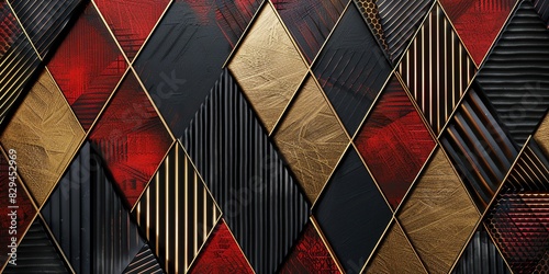 black, gold and Red three-dimensional striped background, triangle/rectangle, black backgroundaspect ratio 2:1, for banner, landing page, website