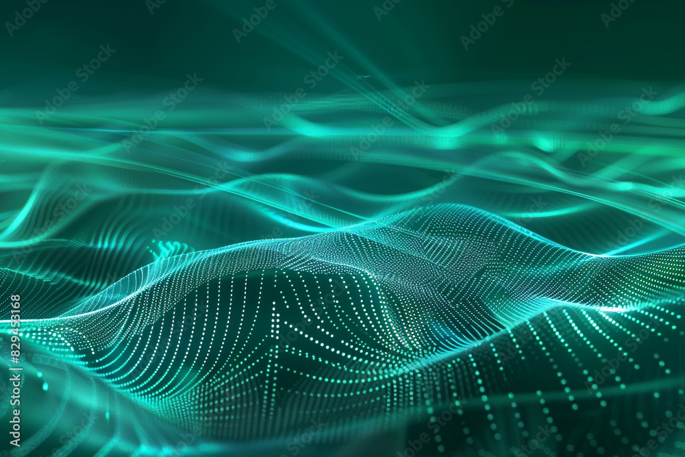 Futuristic teal and turquoise particle line wave abstract for dynamic designs. Futuristic teal and turquoise particle line wave abstract for dynamic designs.