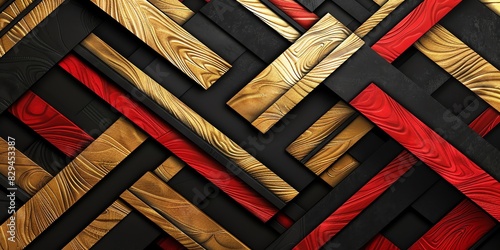 black, gold and Red three-dimensional striped background, triangle/rectangle, black backgroundaspect ratio 2:1, for banner, landing page, website