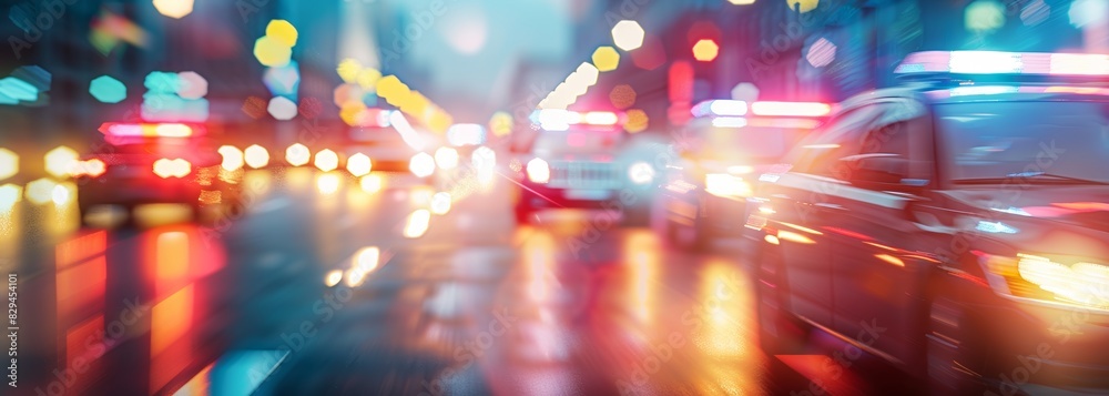 Police cars. Blurred background