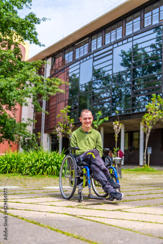 Proud man with disability in the university campus