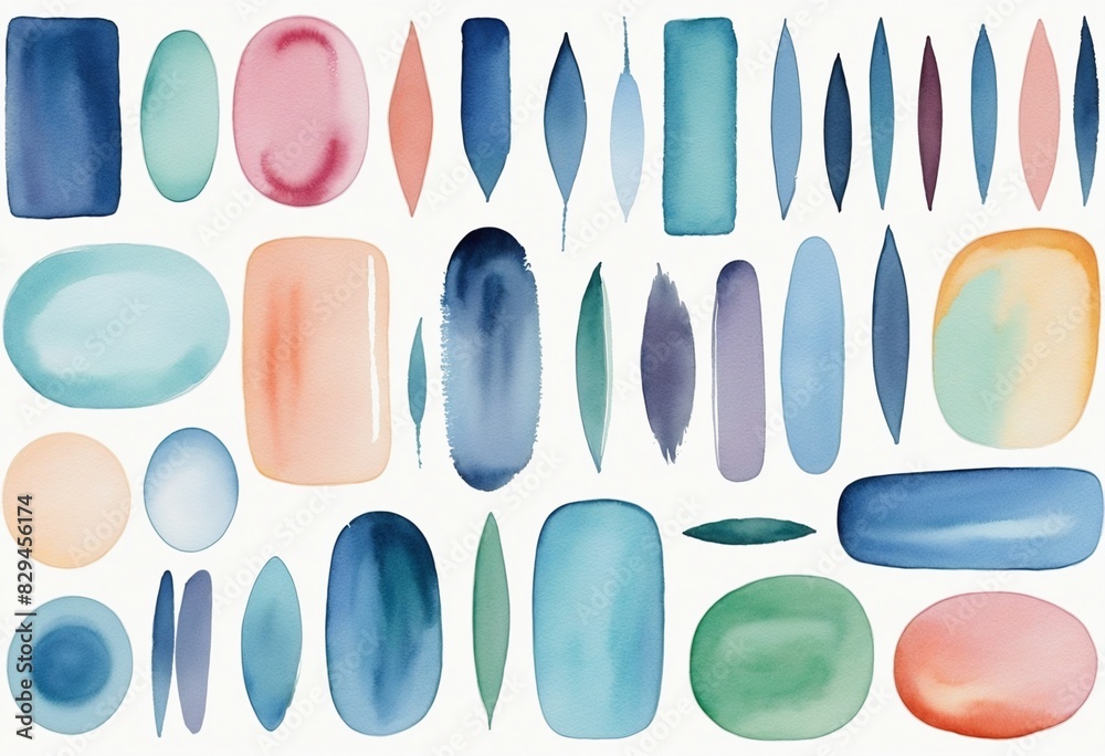 Set abstract painted watercolors