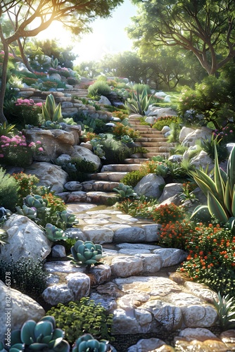 Stone path in a rock garden