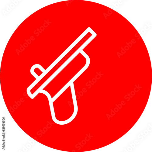 Pistol Line White Circle Red Icon Design