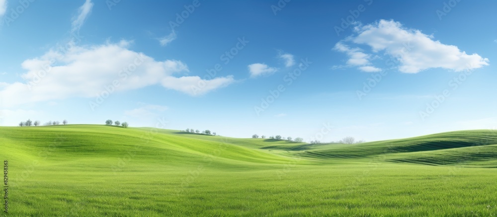 Hills of green fields and sky Spring summer landscape Abstract background The photo was taken with the movement of the camera at a long exposure. copy space available Hills of green fields and sky Spring summer landscape Abstract background The photo was taken with the movement of the camera at a long exposure. copy space available