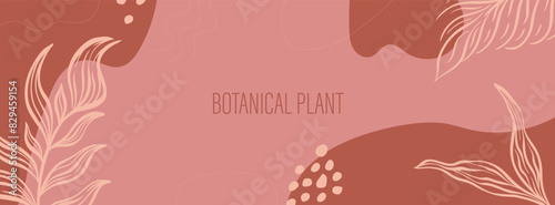 Design banner plant nature hand drawn. Plant botanical element.Elegante vintage style.