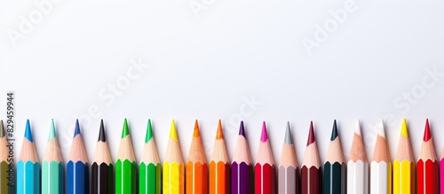color pencil on white background with copy space