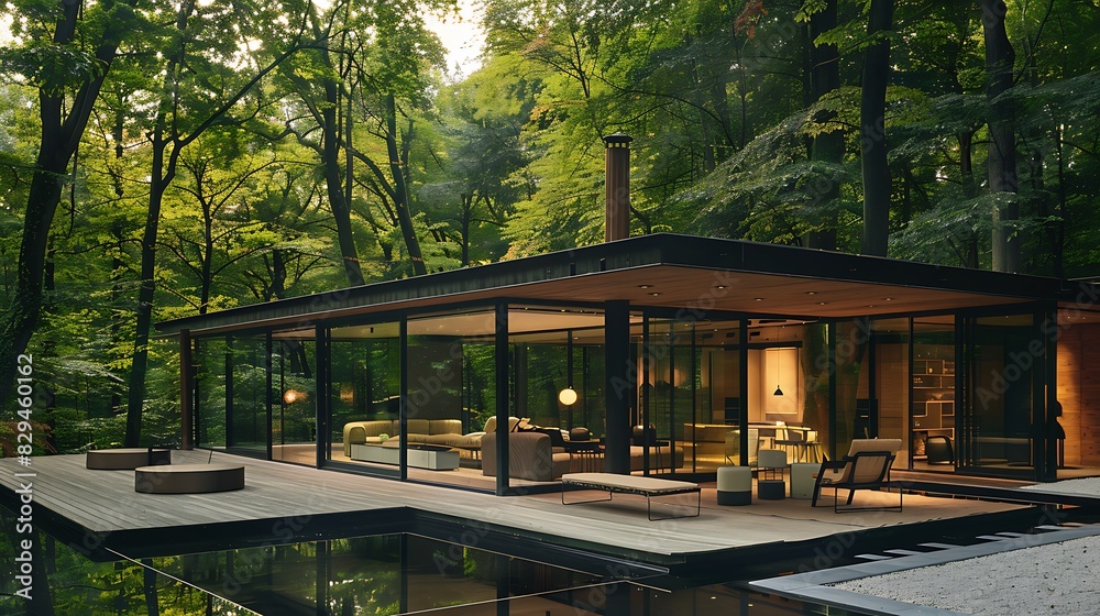 Serene Haven: A Glass-Enclosed Forest Retreat, Where Nature's Embrace and Architectural Elegance Merge, Inviting Tranquility and Reflection Amidst Verdant Beauty Serene Haven: A Glass-Enclosed Forest Retreat, Where Nature's Embrace and Architectural Elegance Merge, Inviting Tranquility and Reflection Amidst Verdant Beauty
