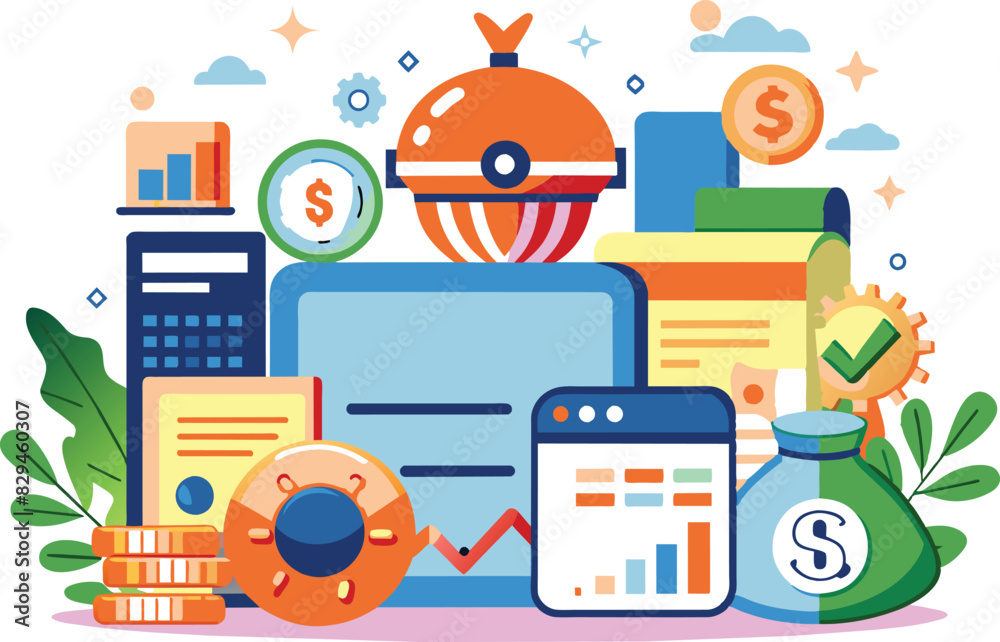 Credit and financial, flat illustration, vector illustration. Credit and financial, flat illustration, vector illustration.