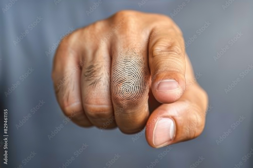 Fototapeta premium Human finger pressing a GDPR button, highlighting the direct human interaction in controlling data privacy measures.
