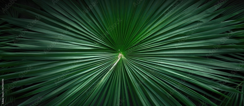Crown of palm top view background View of the palm tree from top to bottom Green coconut tree with large leaves copy space Crown of palm top view background View of the palm tree from top to bottom Green coconut tree with large leaves copy space