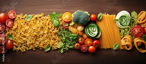 food organic vegetable pasta italian gluten free background concept. copy space available