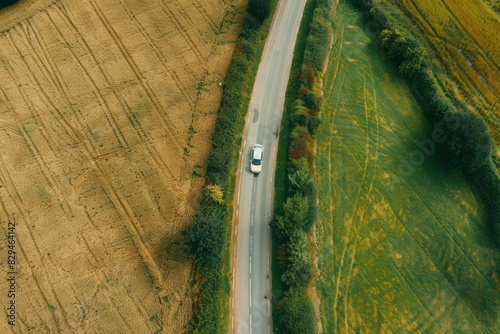 An aerial view of a smart city with eco-friendly transportation options such as electric cars and bike lanes. Beautiful simple AI generated image in 4K, unique.